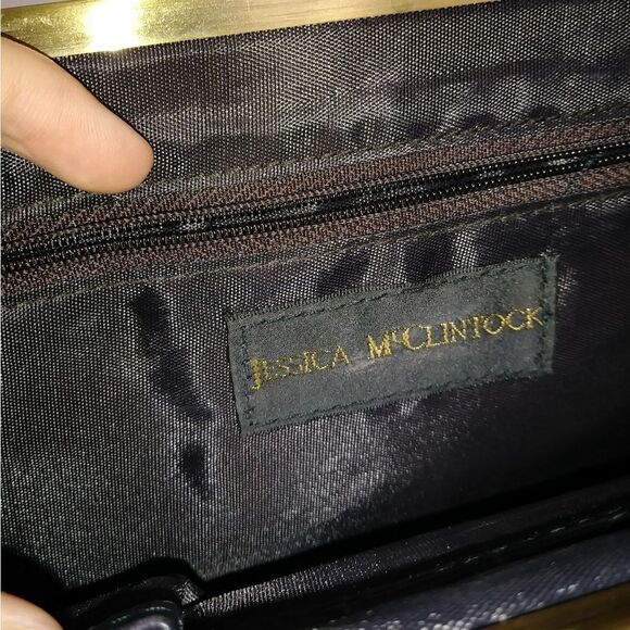 Jessica McClintock Vegan Crocodile Skin Leather Clutch - Picture 9 of 9